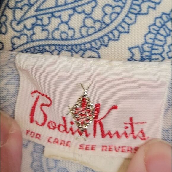 VINTAGE 70s blue paisley pointed‎ disco collar button up shirt M - Picture 4 of 8